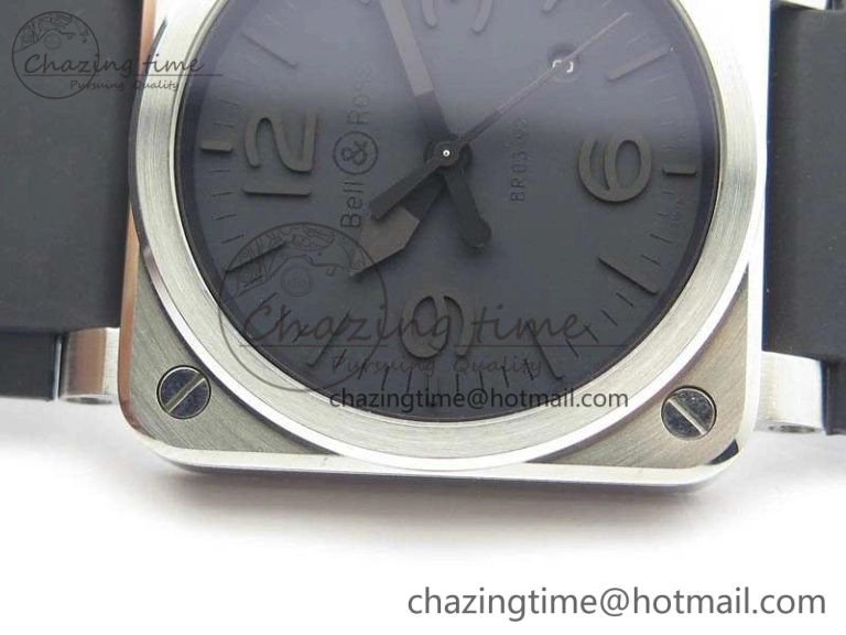 BR 03-92 SS Dark Gray Dial 42.5mm On Rubber Strap MIYOTA 9015 V3
