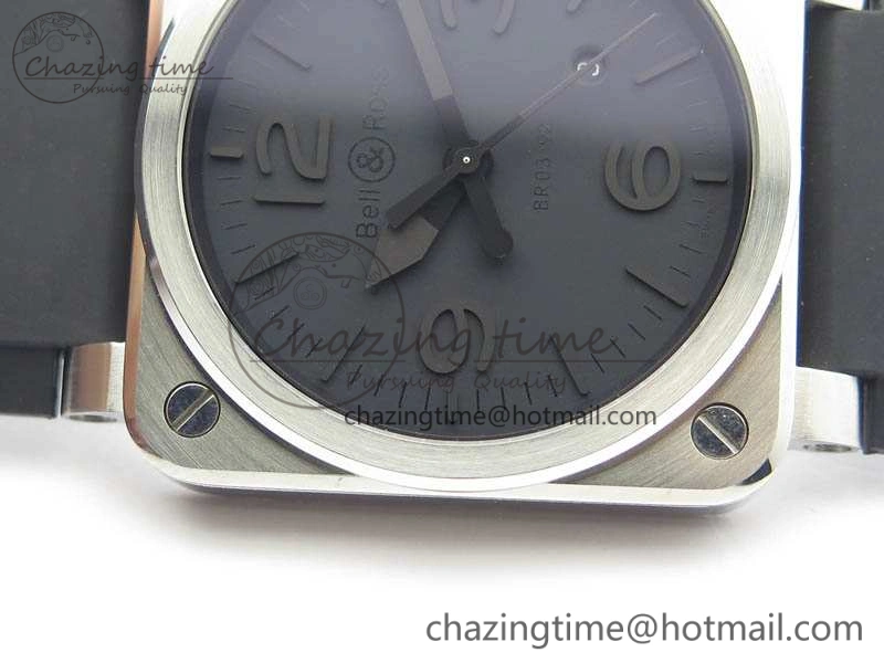 BR 03-92 SS Dark Gray Dial 42.5mm On Rubber Strap MIYOTA 9015 V3