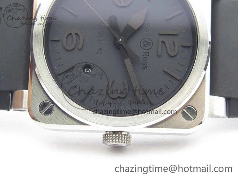 BR 03-92 SS Dark Gray Dial 42.5mm On Rubber Strap MIYOTA 9015 V3