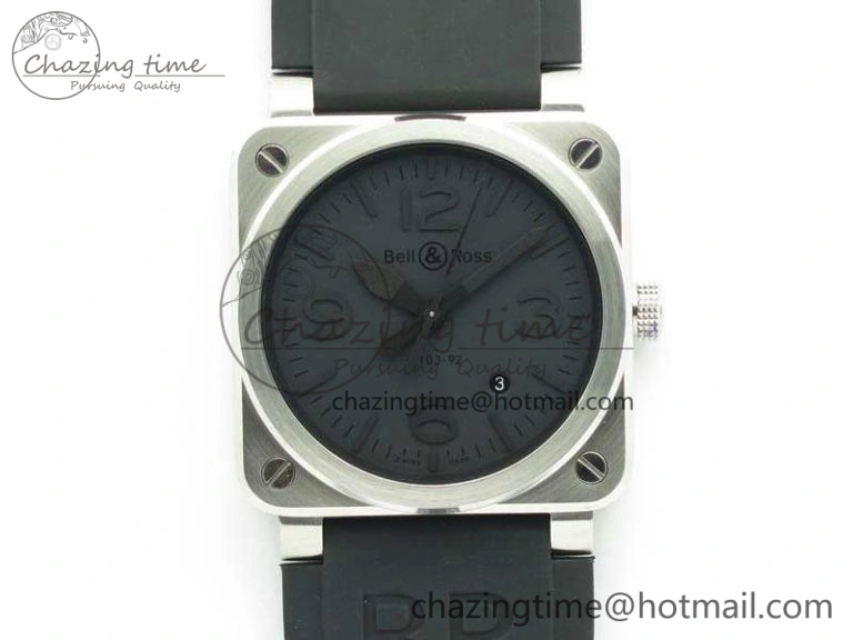 BR 03-92 SS Dark Gray Dial 42.5mm On Rubber Strap MIYOTA 9015 V3