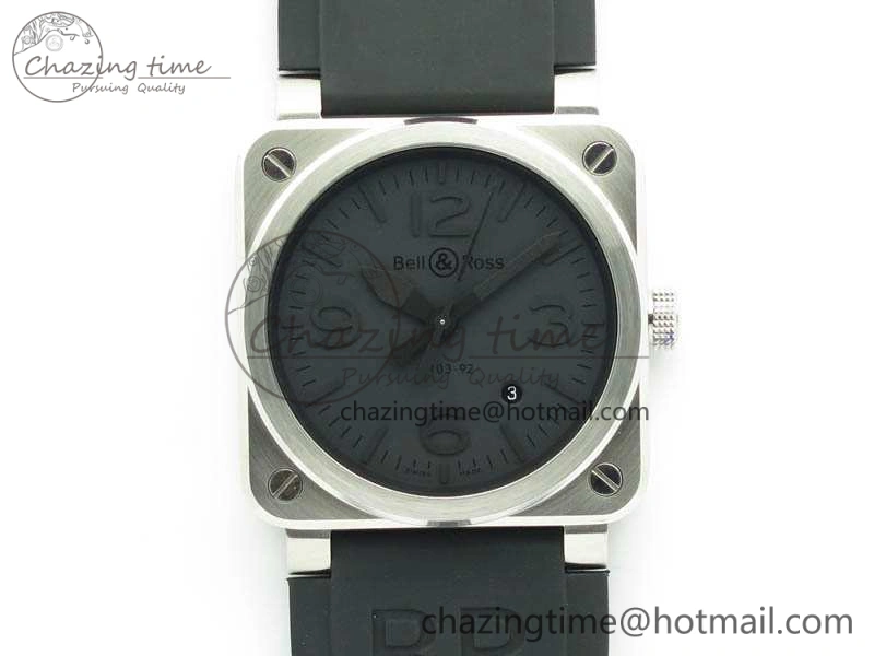 BR 03-92 SS Dark Gray Dial 42.5mm On Rubber Strap MIYOTA 9015 V3