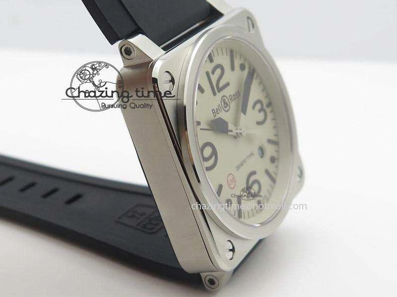BR 03-92 SS Desert Type 42.5mm On Black Rubber Strap MIYOTA 9015