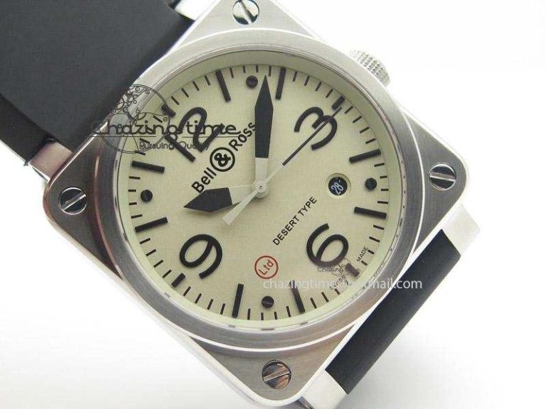 BR 03-92 SS Desert Type 42.5mm On Black Rubber Strap MIYOTA 9015