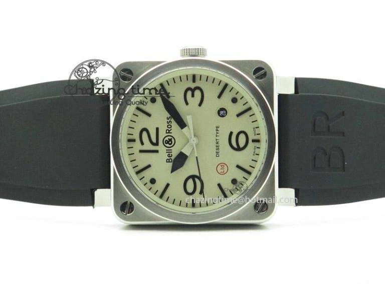 BR 03-92 SS Desert Type 42.5mm On Black Rubber Strap MIYOTA 9015