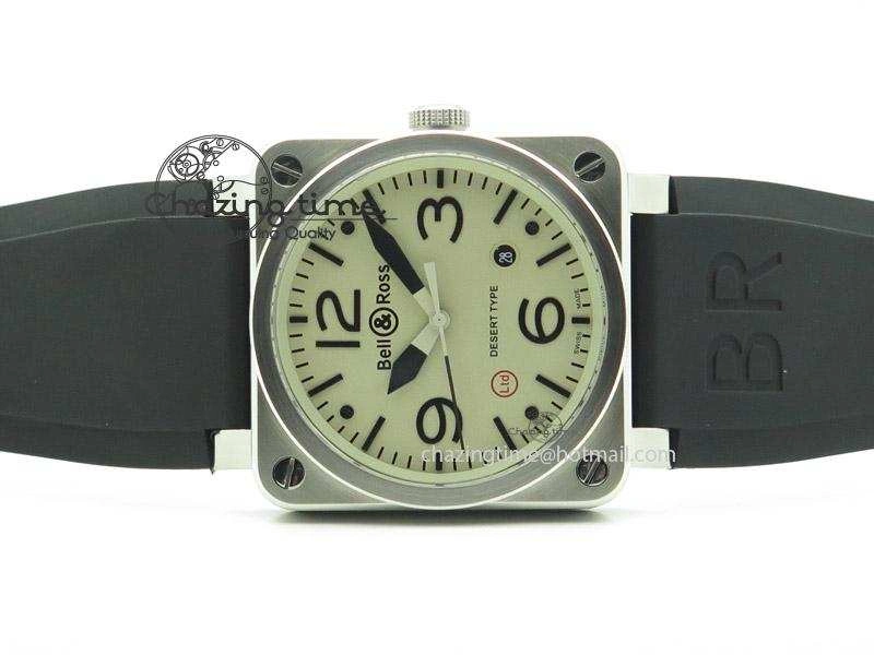 BR 03-92 SS Desert Type 42.5mm On Black Rubber Strap MIYOTA 9015