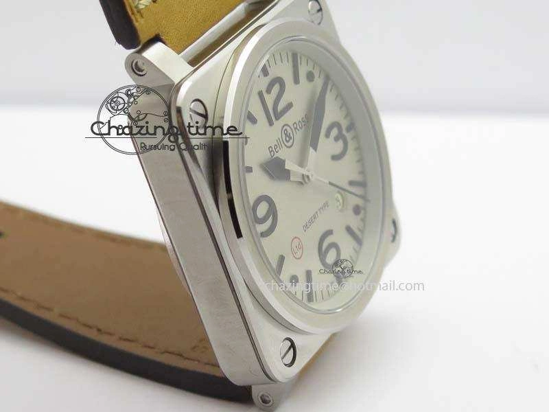 BR 03-92 SS Desert Type 42MM Gray Dial On Leather Strap MIYOTA 9015