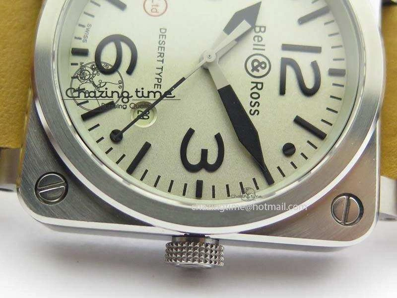 BR 03-92 SS Desert Type 42MM Gray Dial On Leather Strap MIYOTA 9015