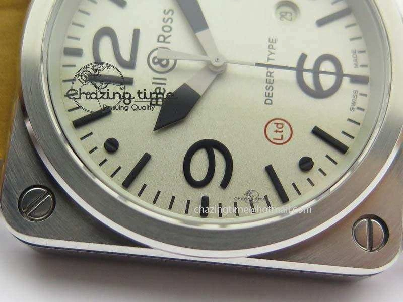 BR 03-92 SS Desert Type 42MM Gray Dial On Leather Strap MIYOTA 9015