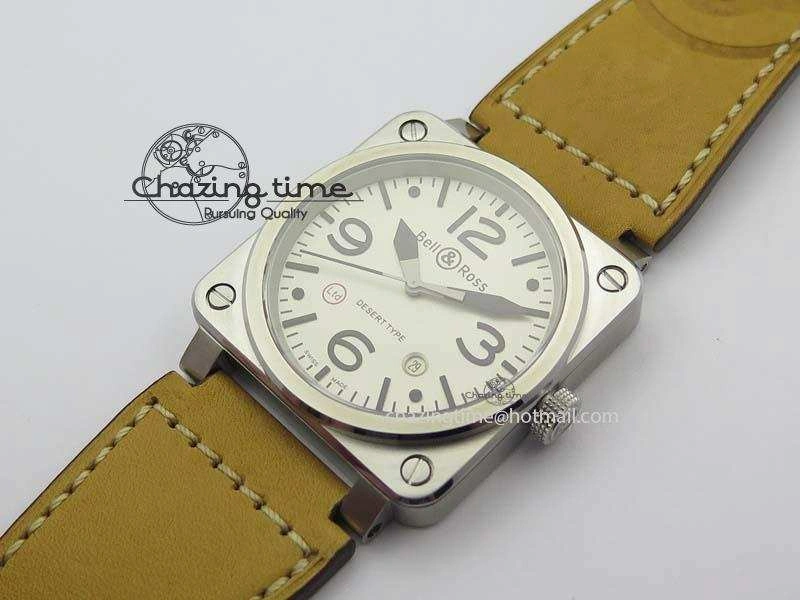 BR 03-92 SS Desert Type 42MM Gray Dial On Leather Strap MIYOTA 9015