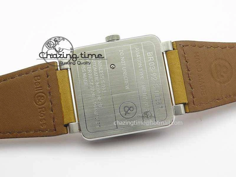 BR 03-92 SS Desert Type 42MM Gray Dial On Leather Strap MIYOTA 9015