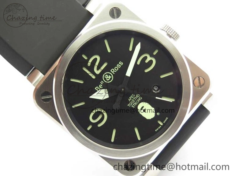BR 03-92 Steel 1:1 Best Edition Black Apes Dial on Black Rubber Strap MIYOTA 9015 V3
