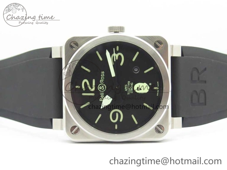 BR 03-92 Steel 1:1 Best Edition Black Apes Dial on Black Rubber Strap MIYOTA 9015 V3