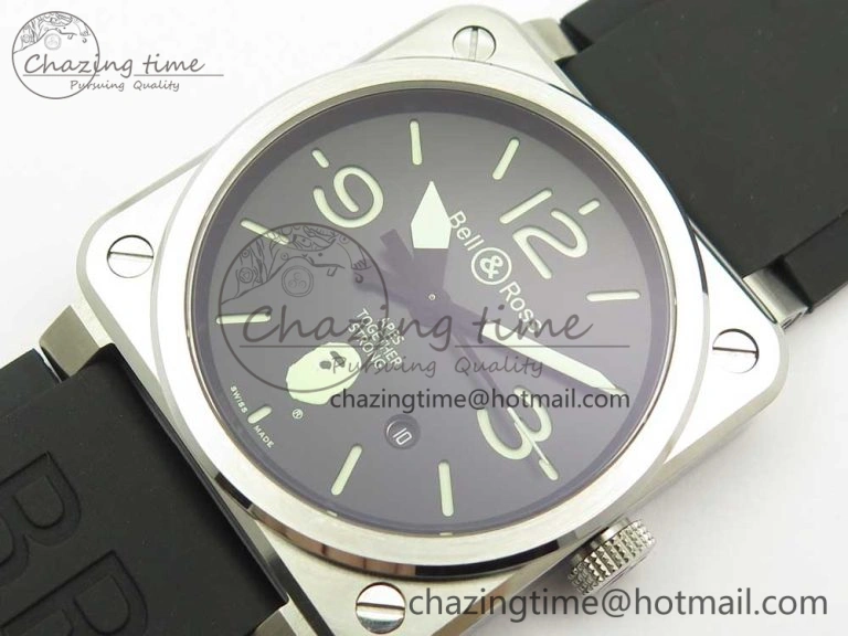 BR 03-92 Steel 1:1 Best Edition Black Apes Dial on Black Rubber Strap MIYOTA 9015 V3