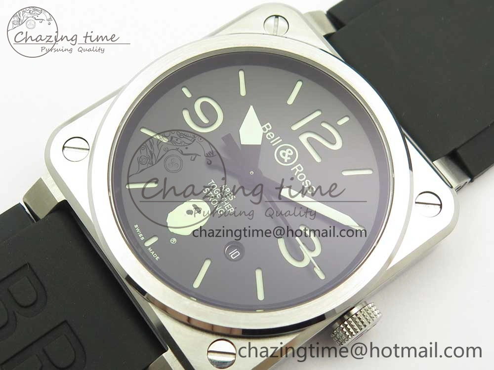 BR 03-92 Steel 1:1 Best Edition Black Apes Dial on Black Rubber Strap MIYOTA 9015 V3