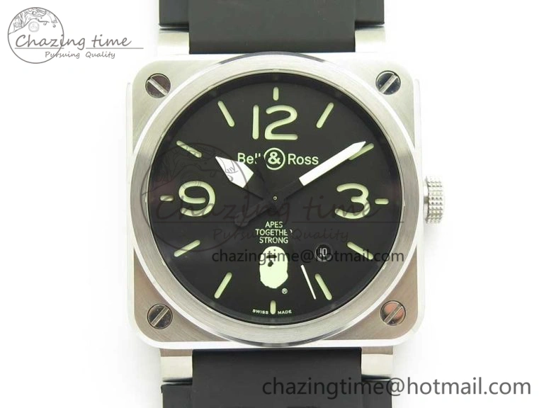BR 03-92 Steel 1:1 Best Edition Black Apes Dial on Black Rubber Strap MIYOTA 9015 V3