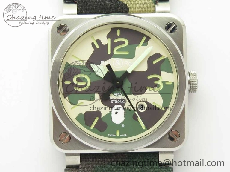 BR 03-92 Steel 1:1 Best Edition Camouflage Apes Dial on Camouflage Nylon Strap MIYOTA 9015 V3