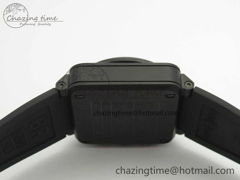 BR 03-94 Chrono PVD Black Dial White Markers on Black Rubber Strap A7750 (Free Nylon Strap)