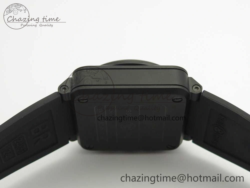 BR 03-94 Chrono PVD Black Dial White Markers on Black Rubber Strap A7750 (Free Nylon Strap)