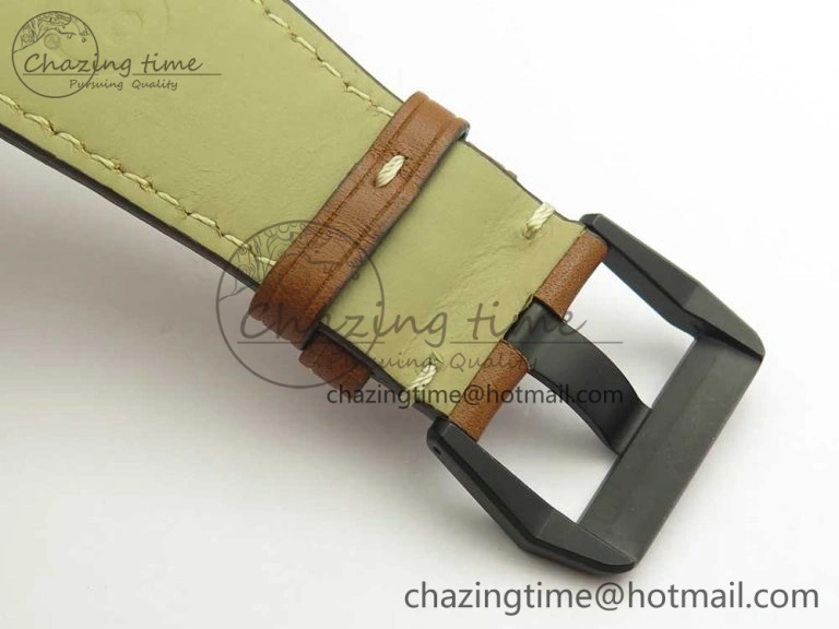 BR 03-94 Chrono PVD Black Dial Yellow Markers on Brown Leather Strap A7750 (Free Nylon Strap)