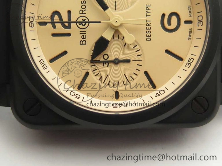 BR 03-94 Chrono PVD Brown Dial Black Markers on Black Rubber Strap A7750 (Free Nylon Strap)