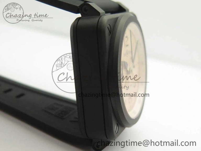 BR 03-94 Chrono PVD Brown Dial Black Markers on Black Rubber Strap A7750 (Free Nylon Strap)