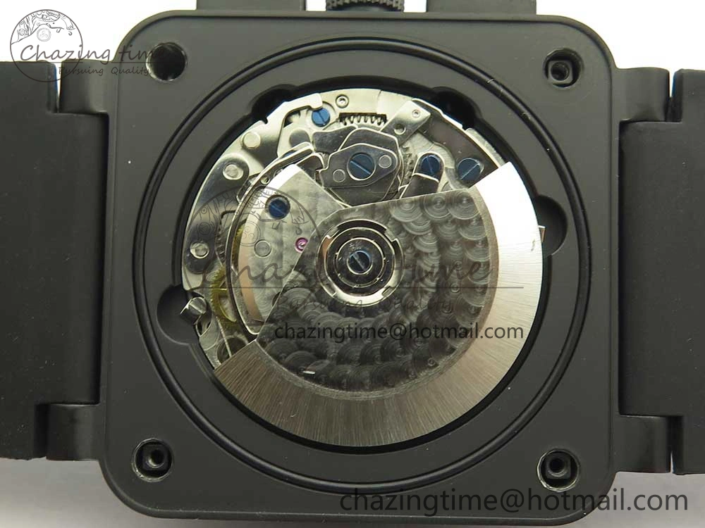BR 03-94 Chrono PVD Brown Dial Black Markers on Black Rubber Strap A7750 (Free Nylon Strap)