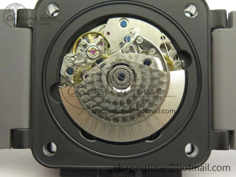 BR 03-94 Chrono PVD Gray Dial Black Markers on Gray Rubber Strap A7750 (Free Nylon Strap)