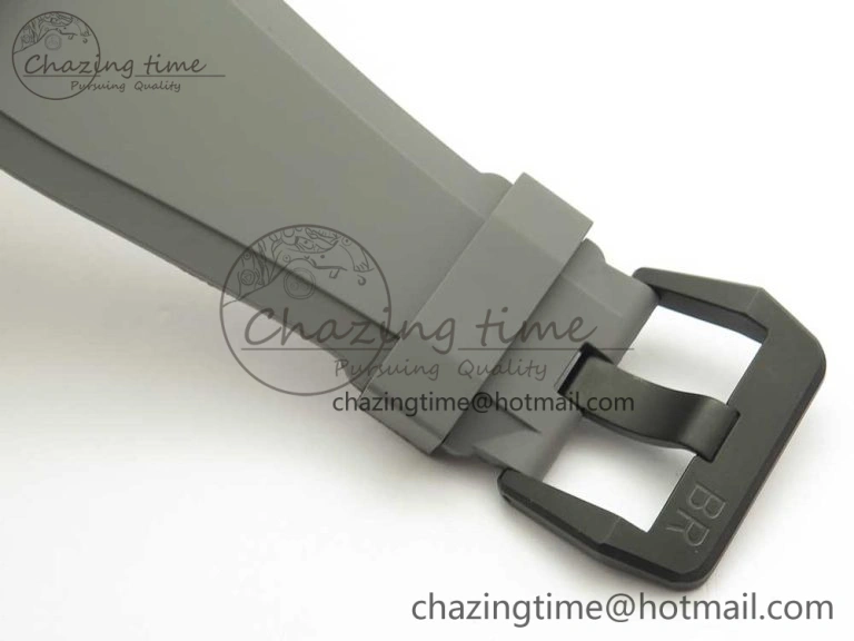 BR 03-94 Chrono PVD Gray Dial Black Markers on Gray Rubber Strap A7750 (Free Nylon Strap)
