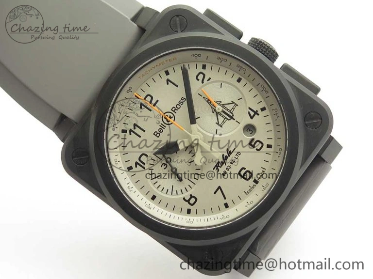 BR 03-94 Chrono PVD Gray Dial Black Markers on Gray Rubber Strap A7750 (Free Nylon Strap)