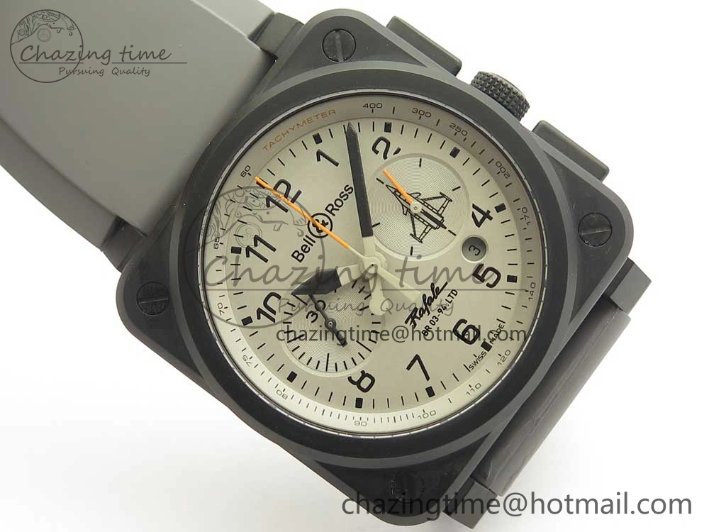 BR 03-94 Chrono PVD Gray Dial Black Markers on Gray Rubber Strap A7750 (Free Nylon Strap)
