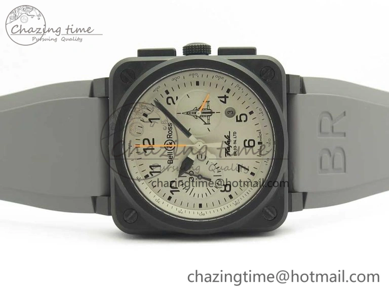 BR 03-94 Chrono PVD Gray Dial Black Markers on Gray Rubber Strap A7750 (Free Nylon Strap)