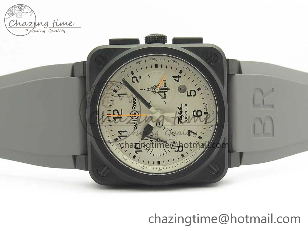 BR 03-94 Chrono PVD Gray Dial Black Markers on Gray Rubber Strap A7750 (Free Nylon Strap)