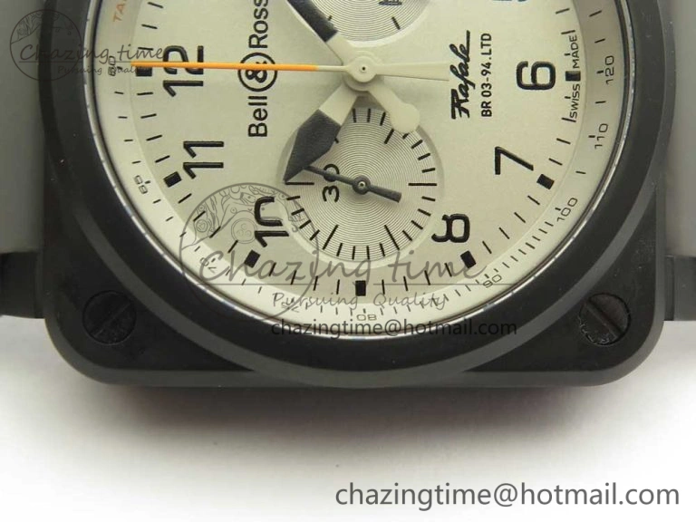BR 03-94 Chrono PVD Gray Dial Black Markers on Gray Rubber Strap A7750 (Free Nylon Strap)