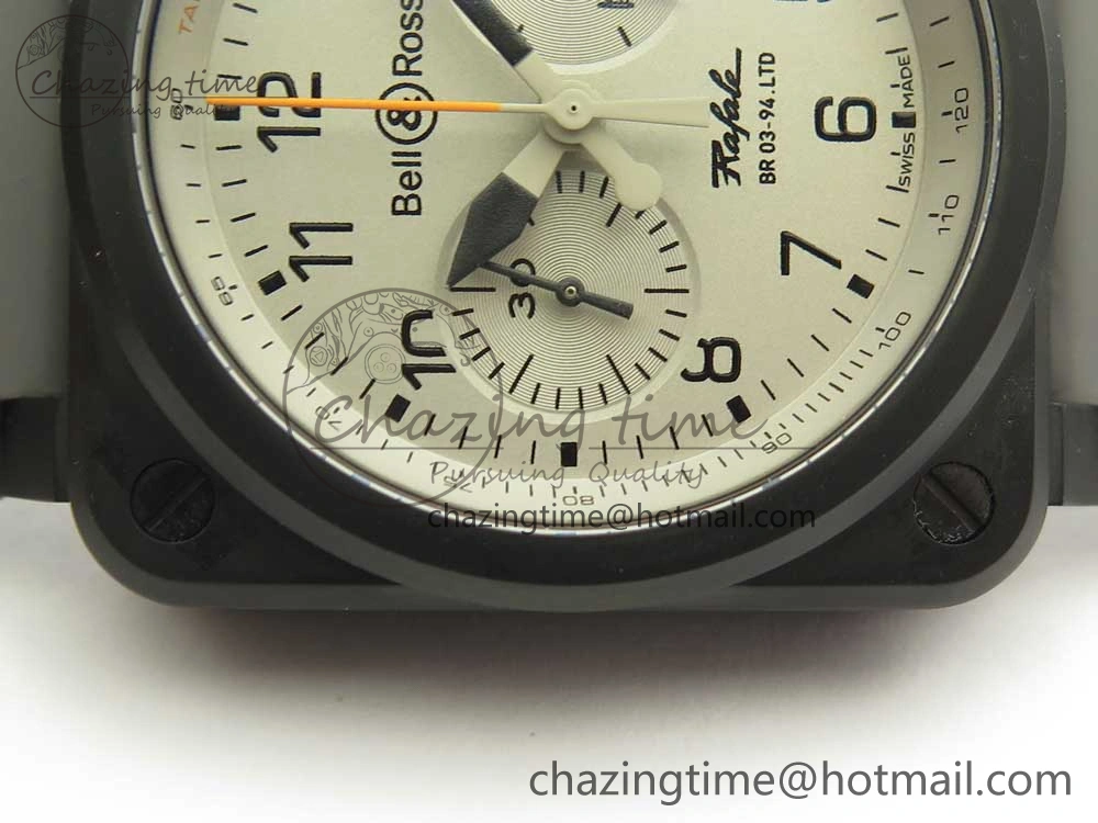 BR 03-94 Chrono PVD Gray Dial Black Markers on Gray Rubber Strap A7750 (Free Nylon Strap)