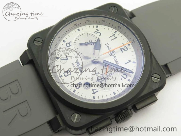 BR 03-94 Chrono PVD Gray Dial Black Markers on Gray Rubber Strap A7750 (Free Nylon Strap)