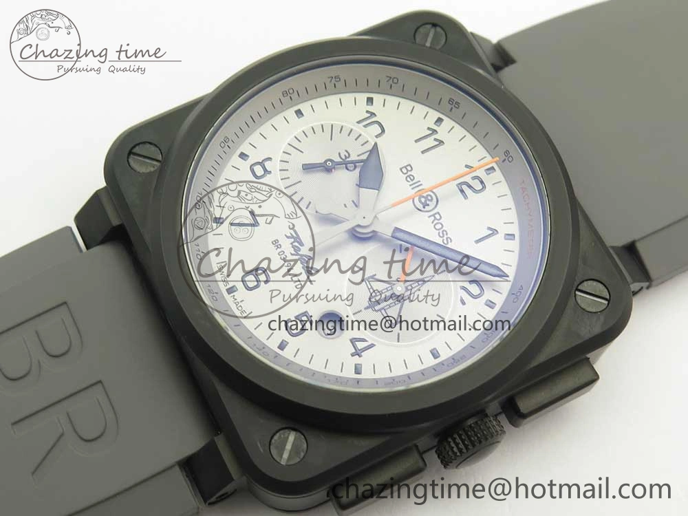 BR 03-94 Chrono PVD Gray Dial Black Markers on Gray Rubber Strap A7750 (Free Nylon Strap)