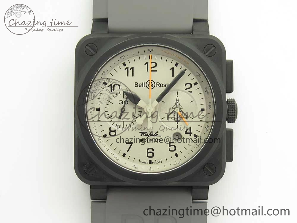 BR 03-94 Chrono PVD Gray Dial Black Markers on Gray Rubber Strap A7750 (Free Nylon Strap)