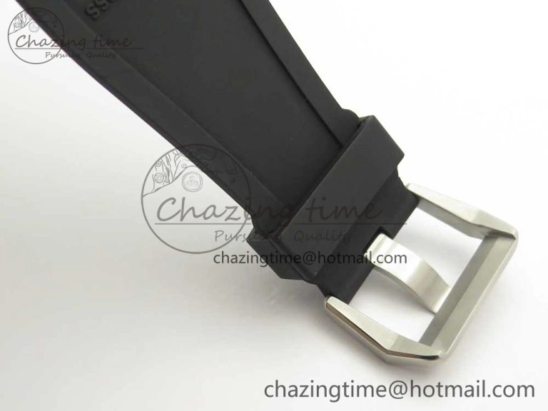BR 03-94 Chrono SS Black Dial White Markers on Black Rubber Strap A7750 (Free Nylon Strap)
