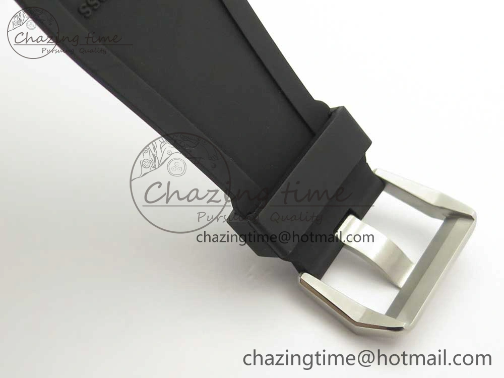 BR 03-94 Chrono SS Black Dial White Markers on Black Rubber Strap A7750 (Free Nylon Strap)