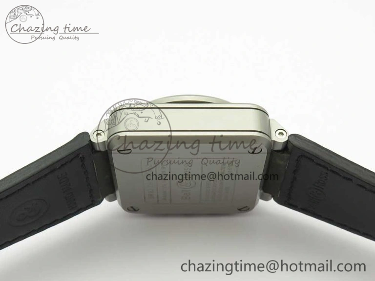 BR 03-94 Horolum Chrono Satin-polished Steel Gray Dial on Gray Leather Strap A7750 (Free Nylon Strap)