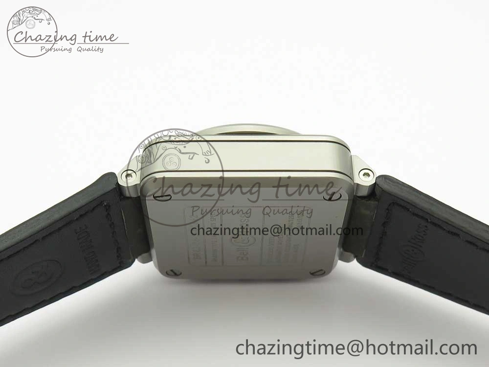 BR 03-94 Horolum Chrono Satin-polished Steel Gray Dial on Gray Leather Strap A7750 (Free Nylon Strap)