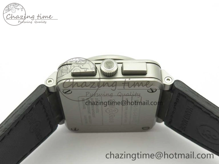 BR 03-94 Horolum Chrono Satin-polished Steel Gray Dial on Gray Leather Strap A7750 (Free Nylon Strap)
