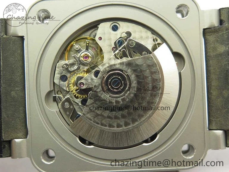 BR 03-94 Horolum Chrono Satin-polished Steel Gray Dial on Gray Leather Strap A7750 (Free Nylon Strap)