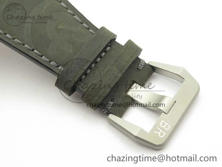 BR 03-94 Horolum Chrono Satin-polished Steel Gray Dial on Gray Leather Strap A7750 (Free Nylon Strap)
