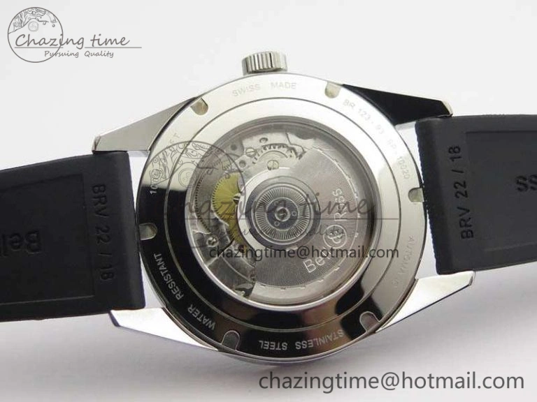 BR 123 GMT 24H SS Blue Dial On Black Rubber Strap A2836