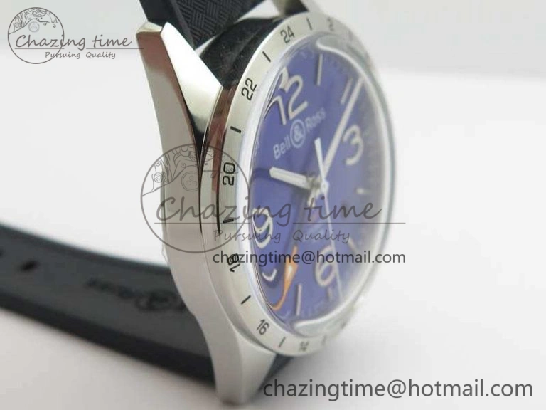 BR 123 GMT 24H SS Blue Dial On Black Rubber Strap A2836