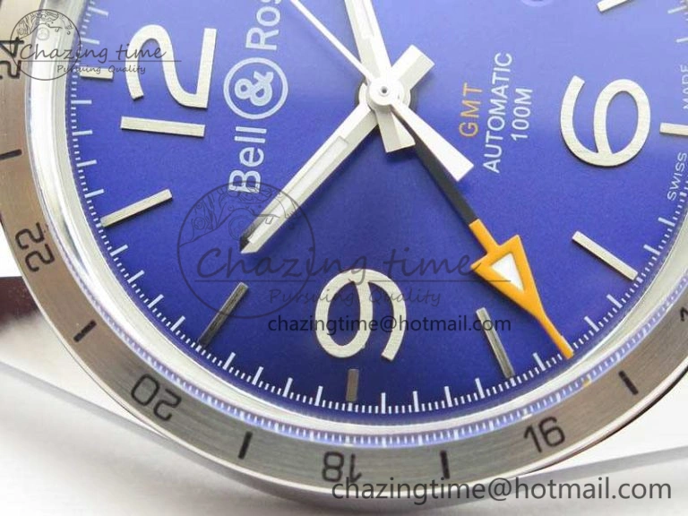 BR 123 GMT 24H SS Blue Dial On Black Rubber Strap A2836