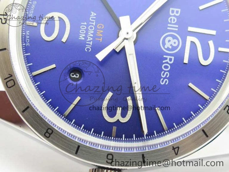 BR 123 GMT 24H SS Blue Dial On Black Rubber Strap A2836