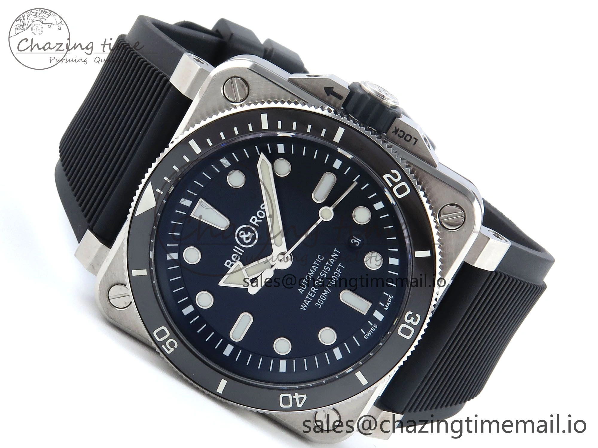 BR03-92 Diver BRF 1:1 Best Edition Black Dial on Black Rubber Strap A2824