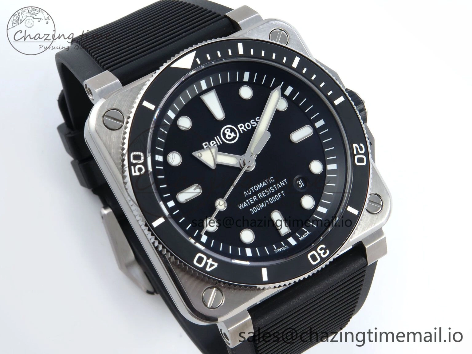 BR03-92 Diver BRF 1:1 Best Edition Black Dial on Black Rubber Strap A2824